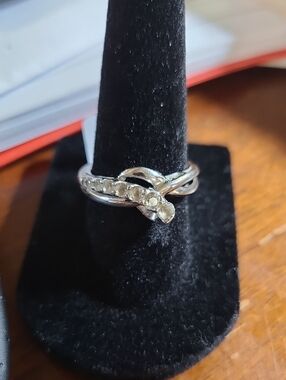 Sterling Silver Bow Accent Ring with White Sapphires or CZ's - Women's Jewelry